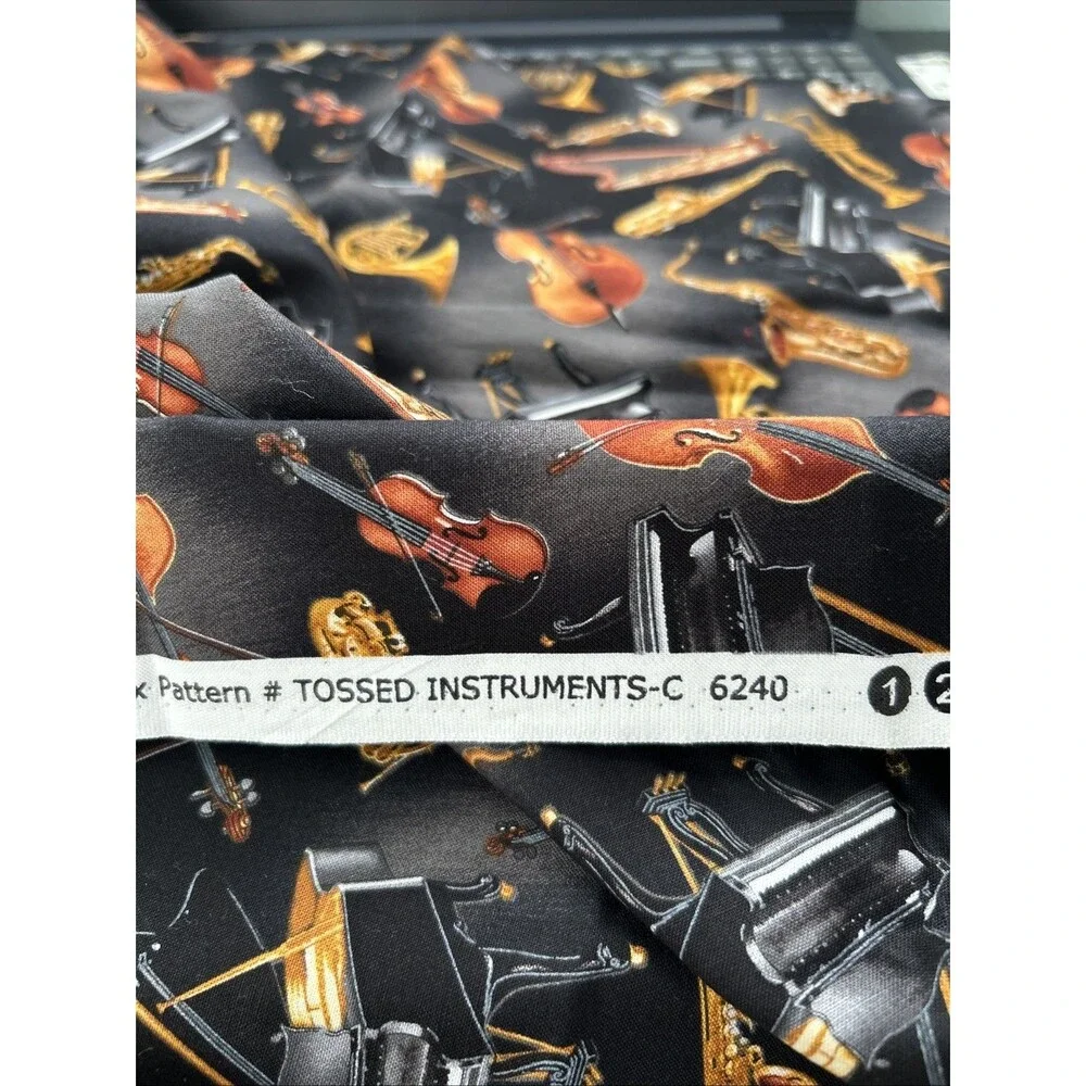 Kanvas Tossed Instruments Music Print Cotton Quilting Fabric  Maria Kalinowski